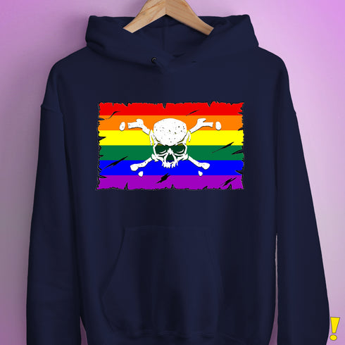 LGBTQ Rainbow Pride Pirate Flag Hoodie - Navy